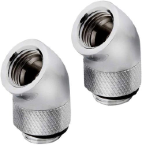 CORSAIR HYDRO X FITTING ADAPTER XF 45° ANGLED ROTARY CHROME 2-PACK
