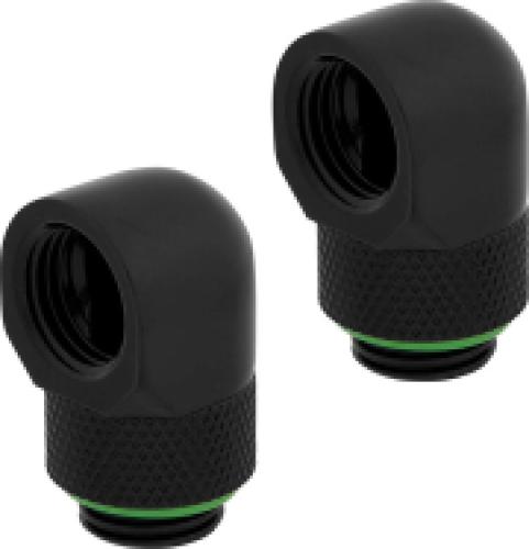 CORSAIR HYDRO X FITTING ADAPTER XF 90° ANGLED ROTARY BLACK 2-PACK