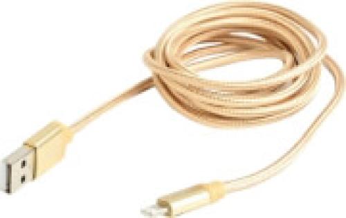 CABLEXPERT CCB-MUSB2B-AMLM-6-G COTTON BRAIDED 8-PIN CABLE WITH METAL CONNECTORS 1.8M BLISTER GOLD