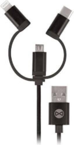 FOREVER 3IN1 CABLE USB TO MICRO USB/ LIGHTNING / TYPE-C BLACK
