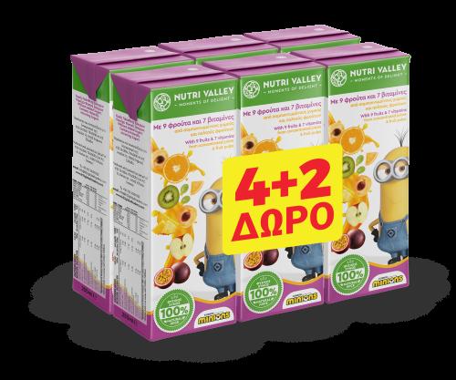 Minions Exotic 9 Φρούτα Nutri Valley (6x250 ml) 4+2 Δώρο