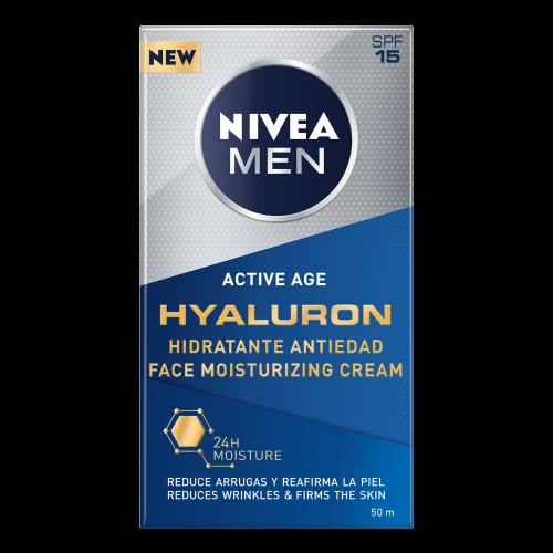 Ανδρική Κρέμα Προσώπου με SPF15 Ενυδατική Κατά των Ρυτίδων Active Age Hyaluron Nivea Men (50ml)