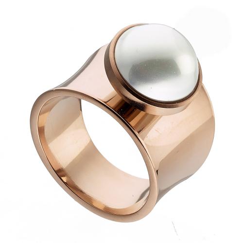 Ατσάλινο δαχτυλίδι σε ρόζ χρώμα με πέρλα / AD-ART02380R1