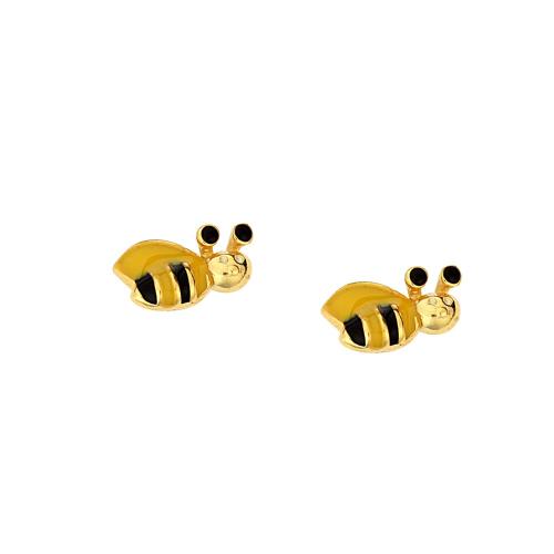 Σκουλαρίκια Παιδικά Μελισσούλες Σε Ασήμι 925 Με Χρύσωμα Κ18 Και Σμάλτο / SK-KL15412G1