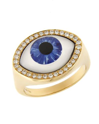 Δαχτυλίδι μάτι ροζ χρυσό Κ18 με Διαμάντια
