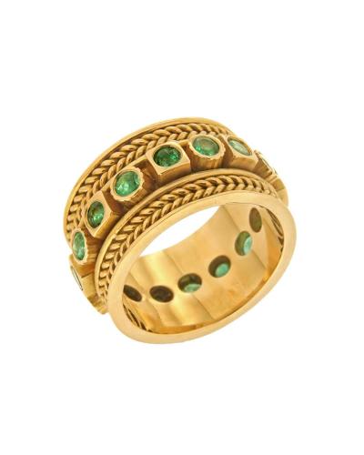 Δαχτυλίδι βυζαντινό σειρέ χρυσό Κ18 με Σμαράγδια