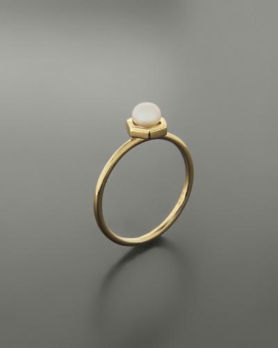 Δαχτυλίδι χρυσό Κ14 με μαργαριτάρι