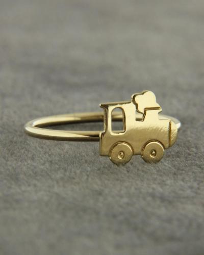 Δαχτυλίδι τρένο παιδικό χρυσό Κ18