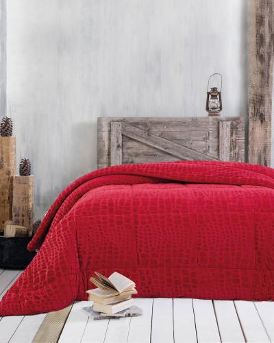 Κουβερτοπάπλωμα μονό (160Χ220) CROCO RED, RYTHMOS HOME