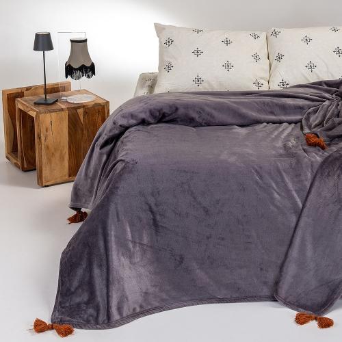 Κουβερτα flannel μονη berlin dark grey (160x220)