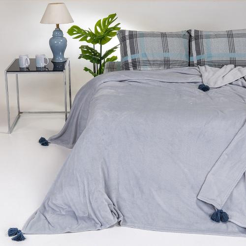 Κουβερτα flannel μονη berlin light grey (160x220)