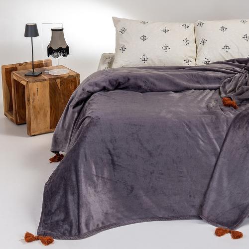 Κουβερτα flannel υπερδιπλη berlin dark grey (220χ240)