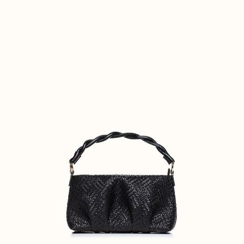 Black Straw Mini Fluffy - Mini Bag by Christina Malle CM97017