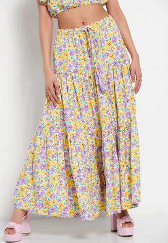 Maxi φούστα με floral all over τύπωμα