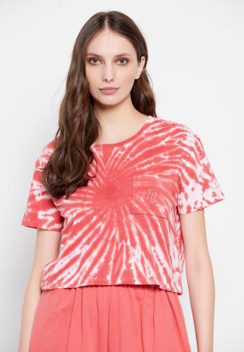 Cropped t-shirt με tie dye εφέ