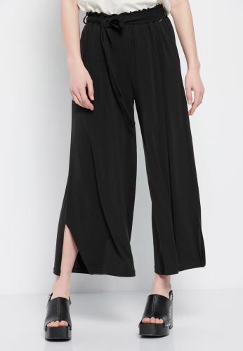 Wide leg cropped παντελόνι με ελαστική μέση