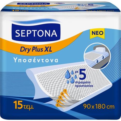 Septona Υποσέντονα Dry Plus XL Μιας Χρήσης 15τεμ (90Χ180)