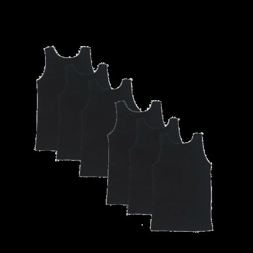 Βαμβακερές ανδρικές φανέλες τιράντα σε μαύρο χρώμα 6 τεμάχια κωδ.6100