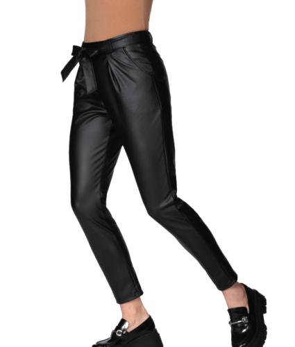 Γυναικείο μαύρο παντελόνι δερματίνη jogger