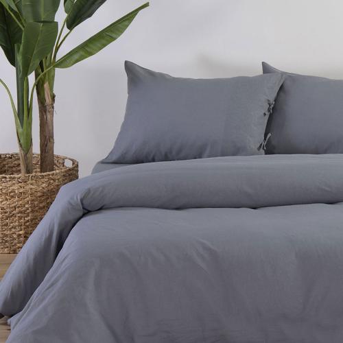 Σεντόνι Μεμονωμένο King Size 270X280 Nef Nef Cotton-Linen Grey Χωρίς Λάστιχο (270x280)