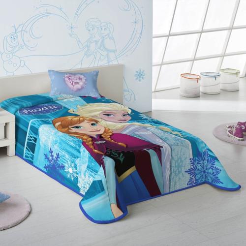 Κουβέρτα Βελουτέ Μονή 160X220 Dimcol Disney Frozen 500 Σιελ (160x220)