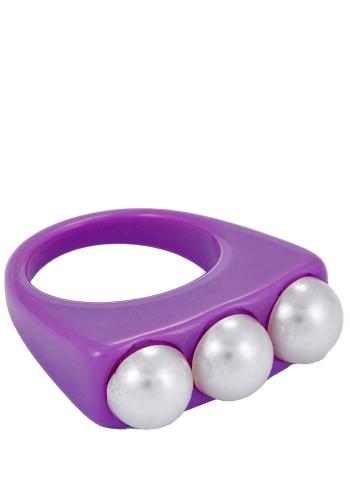 60s purple pearl resin δαχτυλίδι