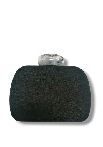 chic λινό τσαντάκι clutch marble linen black