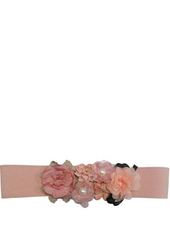 pink romantic bouquet flowers & pearls ελαστική ζώνη