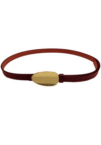 real leather ζώνη oval bronze burgundy