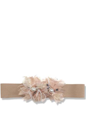 vintage beige feather flowers belt