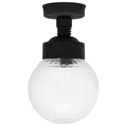 Φωτιστικό Οροφής - Πλαφονιέρα Lp-110Ce 11-0264 Βιδωτό Γυαλί Σφαιράκι Clear Φ15cm 24cm Black Heronia