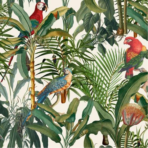 Ταπετσαρία Parrots Of Brasil WP20521 Green-Taupe-Red MindTheGap
