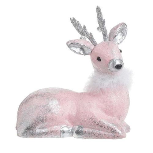 Διακοσμητικός Χριστουγεννιάτικος Τάρανδος 2-70-084-0101 28cm Pink-Silver Inart
