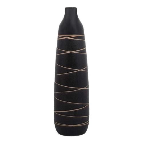 Βάζο Stripe 028-223-119 13x13x45cm Black-Gold