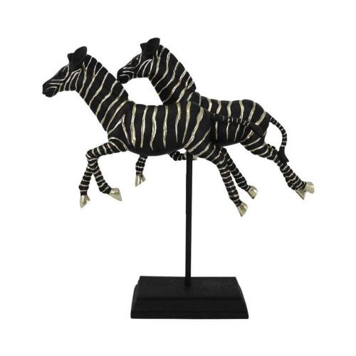 Διακοσμητικό Επιτραπέζιο 2 Zebras 253-223-504 34x9,5x34,5cm Black-Gold