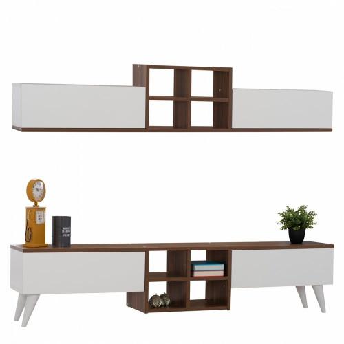 Σύνθεση Τηλεόρασης Ronald HM9141 180x30x40cm Walnut -White