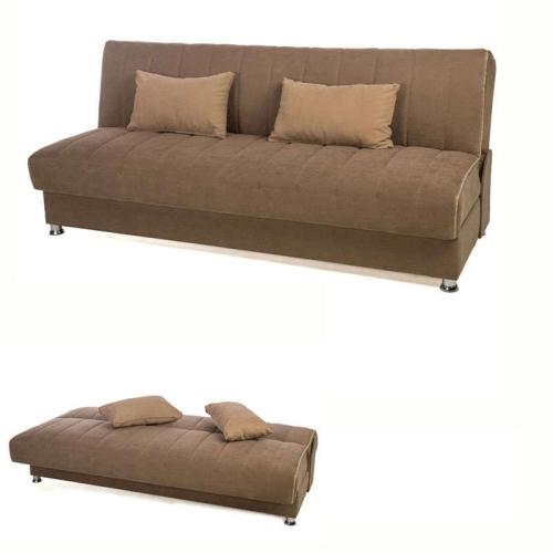 Καναπές Κρεβάτι 3Θέσιος New Leon 190x85x83cm Φ7 Καφέ Με Μπεζ Ρίγα 21/20 828-25-342