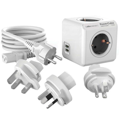 Πολύπριζο PowerCube 1811GY/DERU3P ReWirable 4/Θ & 3x Plugs IEC EU Καλώδιο 1m White-Grey Allocacoc