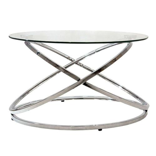 Τραπέζι Σαλονιού Sabin 029-000106 Φ80x43cm Silver-Clear