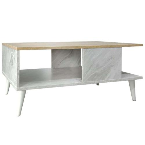 Τραπέζι Σαλονιού Moses 049-000066 90x54x37,5cm Marble Effect White-Sonoma