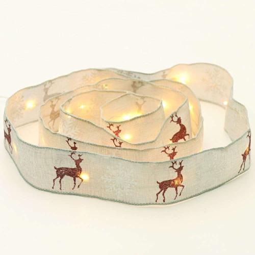 Χριστουγεννιάτικα Λαμπάκια Σειρά Ribbon With Reindeers 20 Led X07201189 220+10cm 1,2W Με Μπαταρίες Beige Aca