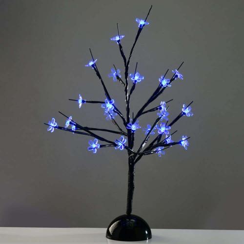 Χριστουγεννιάτικο Διακοσμητικό Δεντράκι Led Blue XCHERRYLEDBL45 10x10x45cm Με Μπαταρίες Black Aca