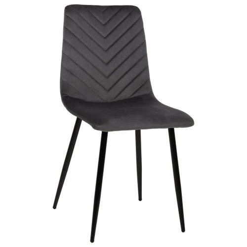 Καρέκλα Latrell HM8587.01 43x54x88cm Με Μαύρα Μεταλλικά Πόδια Βελούδο Grey