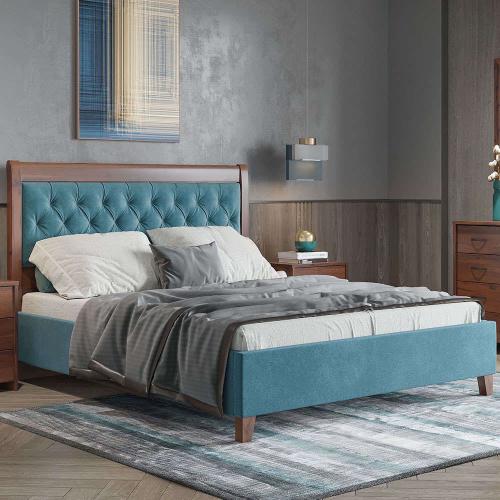 Κρεβάτι Nο91 160x200x120cm Blue-Walnut