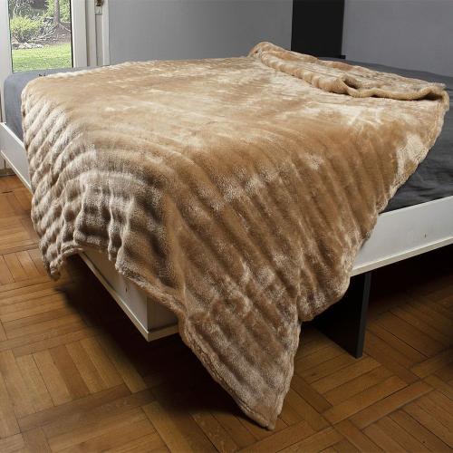 Κουβέρτα Coral Fleece Ριγέ 12 Beige DimCol