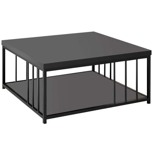 Τραπέζι Σαλονιού Zenn 618BLY1136 90x90x40cm Anthracite-Black