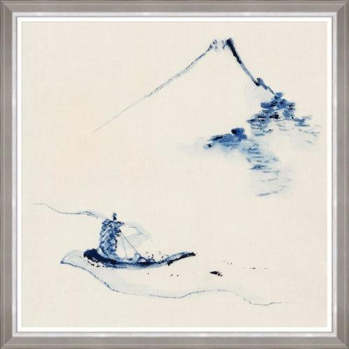 Κάδρο A Person In A Small Boat By Hokusai Fa13350 90X90Cm White-Blue Mindthegap