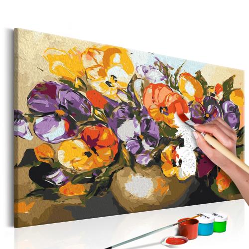 Πίνακας για να τον ζωγραφίζεις - Vase Of Pansies 60x40