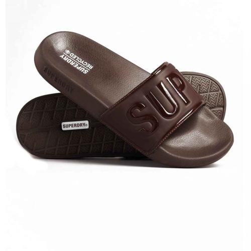 Superdry - D3 SDCD CODE CORE VEGAN POOL SLIDE - DARK OAK BROWN