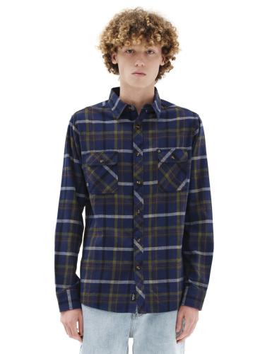 Emerson - MEN'S CHECKERED FLANNEL SHIRT - BLUE/OLIVE